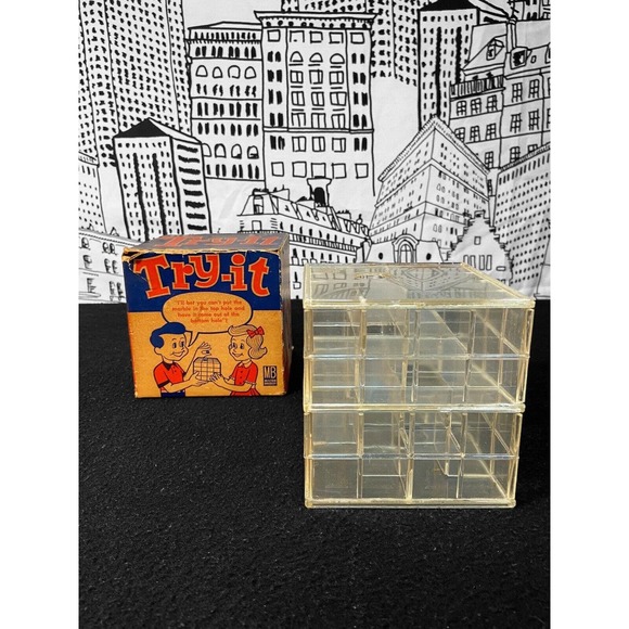 Vintage 1960 TRY IT! Milton Bradley Puzzle Cube Marble Skill Game ORIGINAL BOX! - Picture 11 of 15